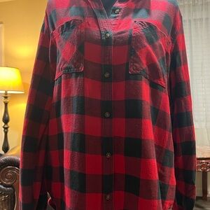 Universal Thread Red and Black Plaid Button Down Shirt